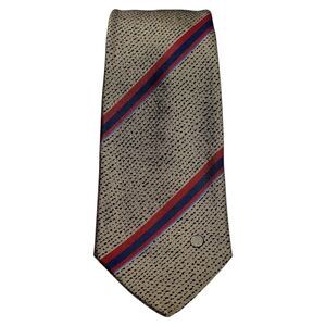 Mens DUNHILL Tie Made in Italy 100% SILK Brown Red Blue